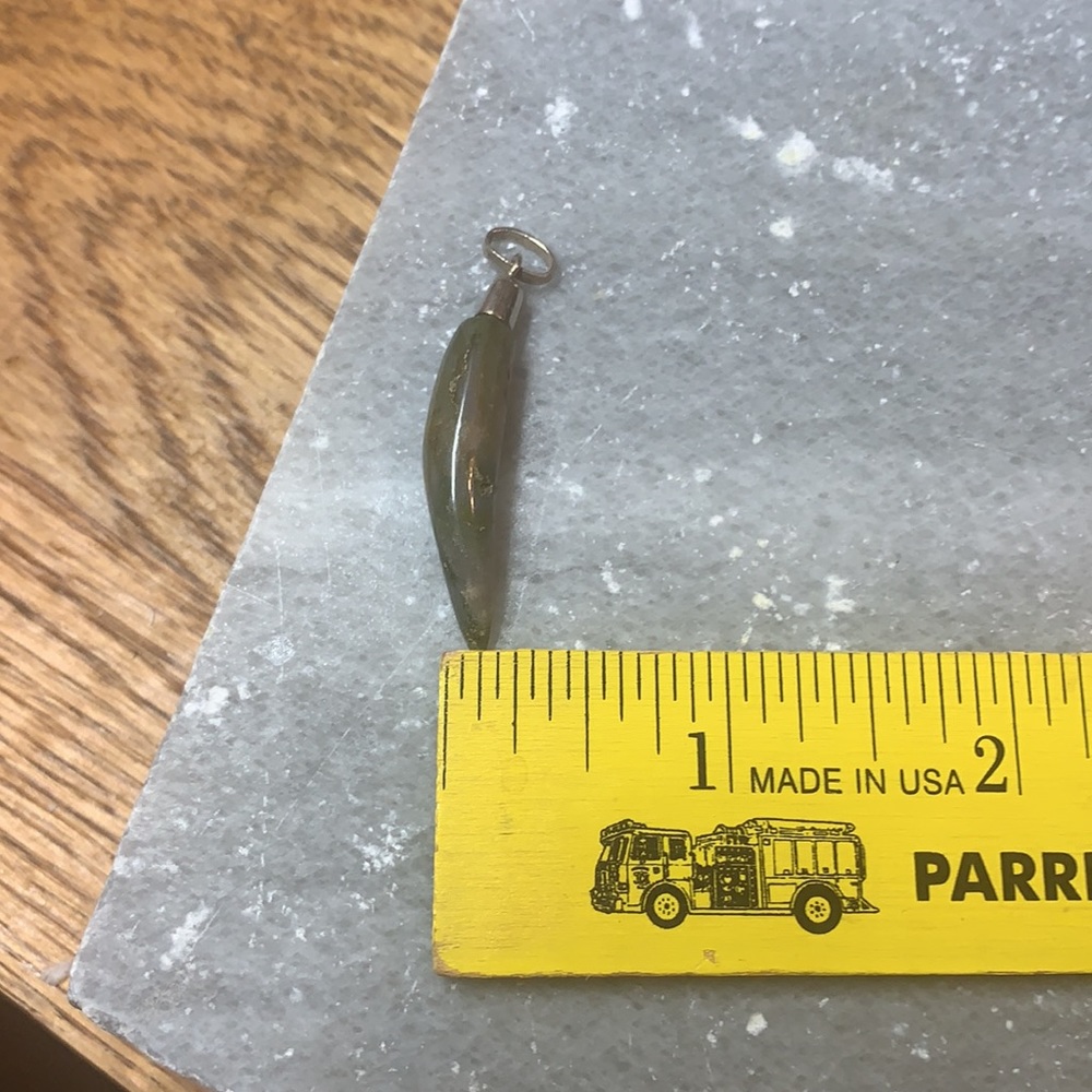Vintage Sterling Silver Stone Tooth Like Pendant - Picture 9 of 11